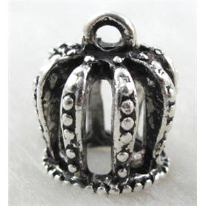 Tibetan Silver crown pendant, lead free and nickel free, 14mm dia, 15mm high [AD29680FF]