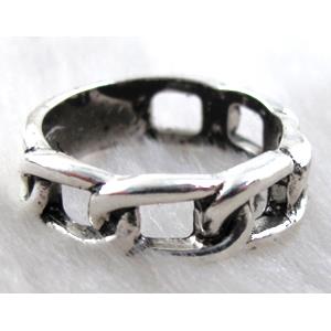 Tibetan Silver connector and ring, Lead free and nickel Free, 7mm wide, inside:19mm dia [AD34693FF]