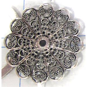 Tibetan Silver flower, Non-Nickel, 41mm dia [AD37309]
