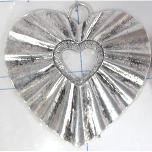 Tibetan Silver heart pendant, lead free and nickel free, 60x51mm [AD37340FF]