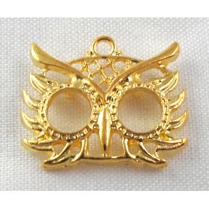 owl charm, Tibetan Silver bird pendants, Non-Nickel, golden, 24x18mm [AD38224GP]