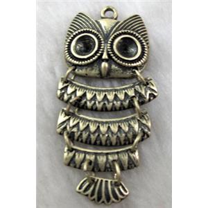 owl charm, Tibetan Silver bird pendants, antique bronze, Non-Nickel, 24x48mm [AD38693BP]