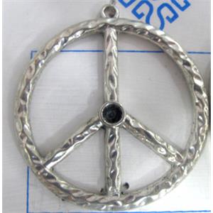 Tibetan Silver Peace Sign Pendant non-nickel, 40x37mm [AD38902]