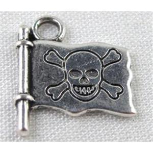 Skull Mast, Tibetan Silver pendants, Non-Nickel, 17x14mm [AD40077]