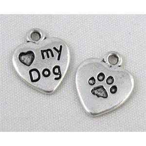 My Dog Paw, Tibetan Silver pendant non-nickel, 15x12mm [AD40140]