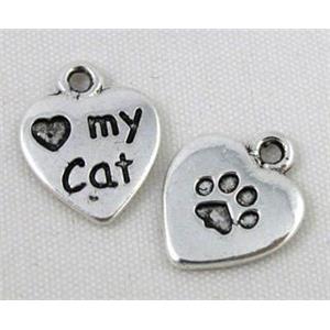 My Cat Paw, Tibetan Silver pendant non-nickel, 15x12mm [AD40151]