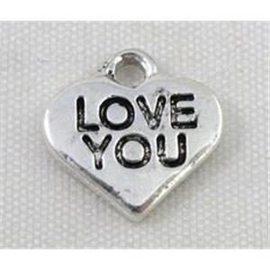 Tibetan Silver heart pendant non-nickel, 12x12mm [AD40249]
