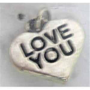 Tibetan Silver heart pendant, lead free and nickel free, 12x12mm [AD40249FF]