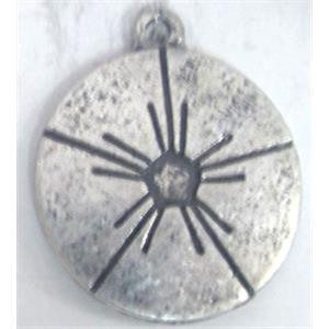 Tibetan Silver pendant non-nickel, 20mm dia [AD40547]