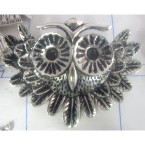 Tibetan Silver Owl Non-Nickel, brooch, 42x54mm [AD44317]
