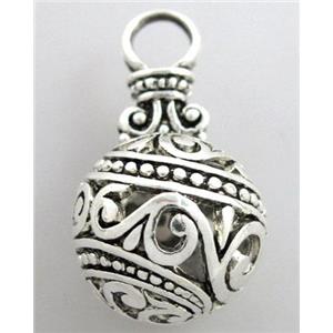 Hollow Tibetan Silver pendant, lead free and nickel free, 31x17mm [AD45077FF]