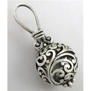 Tibetan Silver hollow pendants, Non-Nickel, 42x18mm [AD45078]
