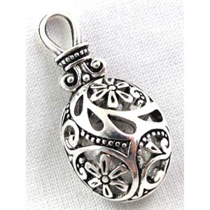 Hollow Tibetan Silver pendant, lead free and nickel free, 36x18mm [AD45079FF]