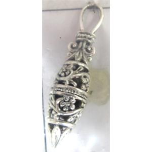Hollow Tibetan Silver pendant, lead free and nickel free, 47x11mm [AD45081FF]
