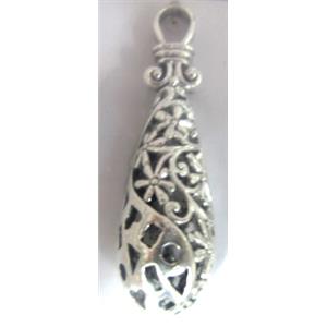 Hollow Tibetan Silver pendant, lead free and nickel free, 45x12mm [AD45082FF]