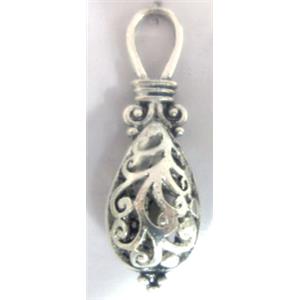 Hollow Tibetan Silver pendant, lead free and nickel free, 43x13mm [AD45083FF]