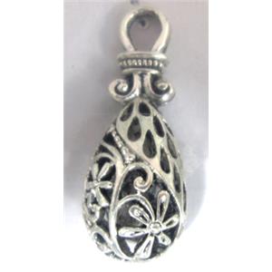 Hollow Tibetan Silver pendant, lead free and nickel free, 35x13mm [AD45084FF]