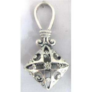 Hollow Tibetan Silver pendant, lead free and nickel free, 39x19mm [AD45086FF]