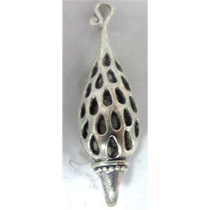 Hollow Tibetan Silver pendant, lead free and nickel free, 35x10mm [AD45093FF]