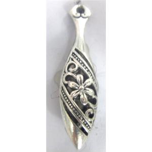 Hollow Tibetan Silver pendant, lead free and nickel free, 40x10mm [AD45095FF]