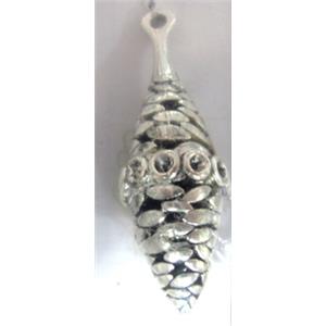 Hollow Tibetan Silver pendant, lead free and nickel free, 40x14mm [AD45096FF]