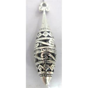 Hollow Tibetan Silver pendant, lead free and nickel free, 45x10mm [AD45098FF]