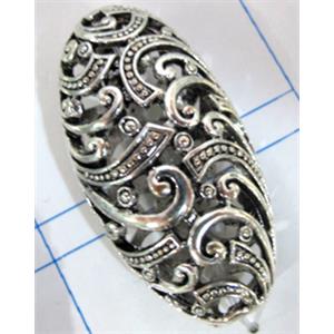 Hollow Tibetan Silver bead, lead free and nickel free, 41x20mm [AD45186-2FF]
