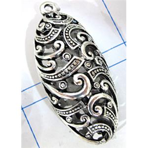 Hollow Tibetan Silver pendant, lead free and nickel free, 41x20mm [AD45186FF]
