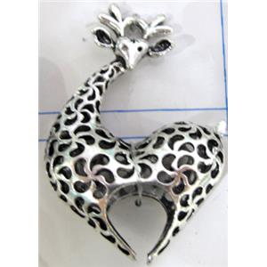 Tibetan Silver Giraffe pendants, Non-Nickel, 47x31mm [AD45189]