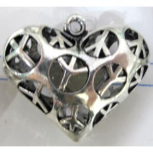 Hollow Tibetan Silver heart pendant, lead free and nickel free, 30x22mm [AD45190FF]