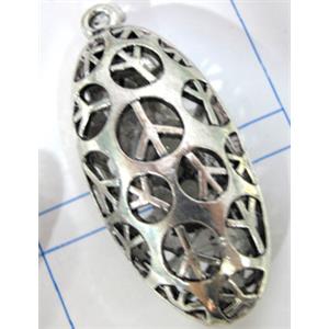 Hollow Tibetan Silver pendant, lead free and nickel free, 39x20mm [AD45191-2FF]