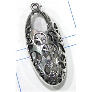 Hollow Tibetan Silver pendant, lead free and nickel free, 39x20mm [AD45192FF]