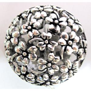 Tibetan Silver Hollow beads, Non-Nickel, 25x25mm [AD45195]