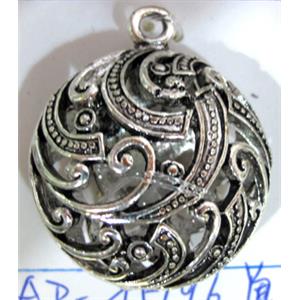 Hollow Tibetan Silver pendant, lead free and nickel free, 25x25mm [AD45196-2FF]