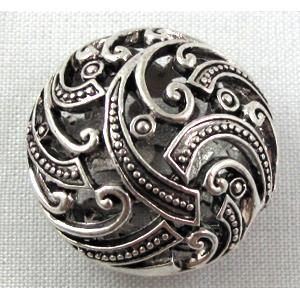 Hollow Tibetan Silver Bead, lead free and nickel free, 25x25mm [AD45196FF]