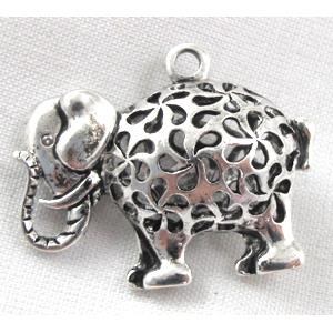 Hollow Tibetan Silver elephant pendant, lead free and nickel free, 33x22mm [AD45197FF]