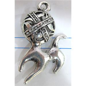 Tibetan Silver dog pendants, Non-Nickel, 38x21mm [AD45203]