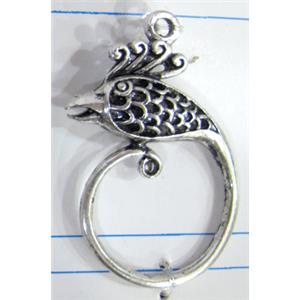 Hollow Tibetan Silver pendant, lead free and nickel free, 37x27mm [AD45208FF]
