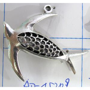 Tibetan Silver Dolphin pendants, Non-Nickel, 40x36mm [AD45209]