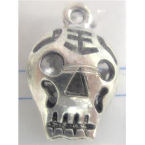 Hollow Tibetan Silver skull pendant, lead free and nickel free, 23x15mm [AD45211FF]