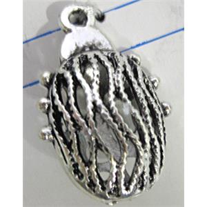 Hollow Tibetan Silver pendant, lead free and nickel free, 23x14mm [AD45215FF]