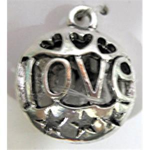Tibetan Silver LOVE Ball Charms pendants, Non-Nickel, 19x16mm [AD45218]