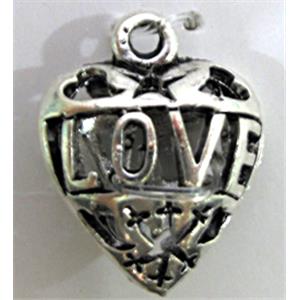 Tibetan Silver LOVE Heart Charms pendants, Non-Nickel, 19x15mm [AD45219]