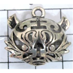 Tibetan Silver Tiger Charms pendants, Non-Nickel, 23x22mm [AD45253]