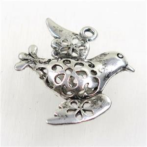 Hollow Tibetan Silver bird pendant, lead free and nickel free, 33x31mm [AD45257FF]