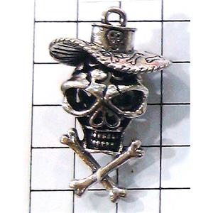 Hollow Tibetan Silver pendant, lead free and nickel free, skull, 28x45mm [AD45390FF]