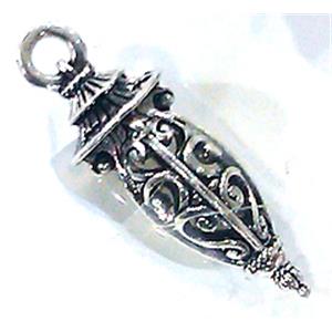 Hollow Tibetan Silver pendant, lead free and nickel free, 10x34mm [AD45472FF]