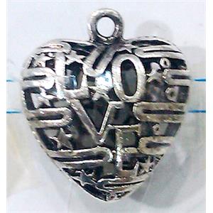 Hollow Tibetan Silver heart pendant, lead free and nickel free, 26mm wide [AD45475FF]