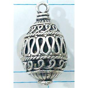 Hollow Tibetan Silver pendant, lead free and nickel free, 20x37mm [AD45506FF]