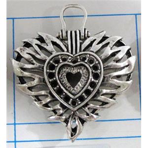 Hollow Tibetan Silver pendant, lead free and nickel free, 34x31mm [AD45694FF]